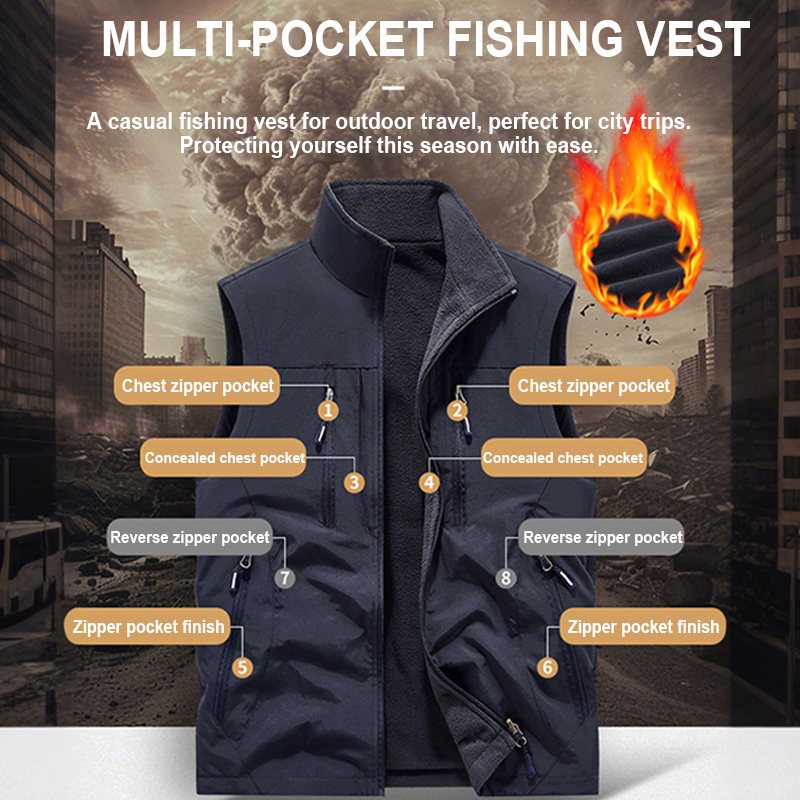⏳Spécial à durée limitée⏰Veste sans manches oversize pour homme avec poches🧥👕