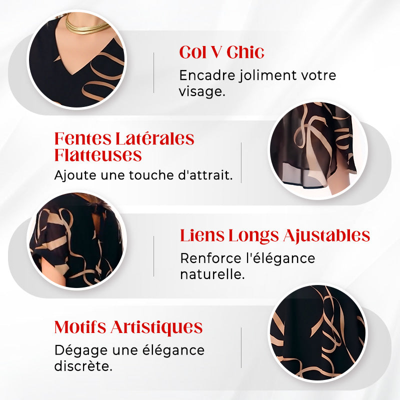 ⏳Spécial limité dans le temps👗Robe longue imprimée fluide à col en V
