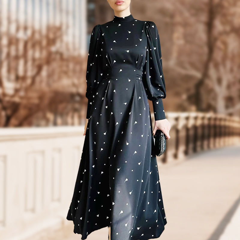 ⏳Spécial à durée limitée⏰Robe longue à taille nouée et col montant👗