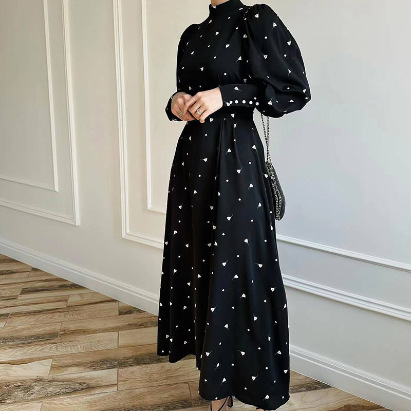 ⏳Spécial à durée limitée⏰Robe longue à taille nouée et col montant👗