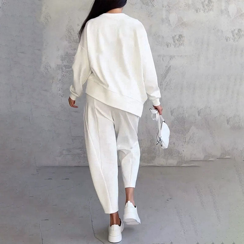 ⏳Spécial à durée limitée⏰Manches longues et pantalon à col rond (Ensemble 2 pièces)