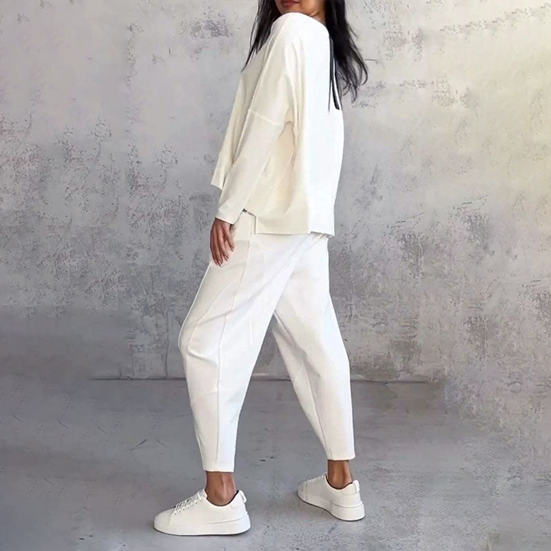 ⏳Spécial à durée limitée⏰Manches longues et pantalon à col rond (Ensemble 2 pièces)