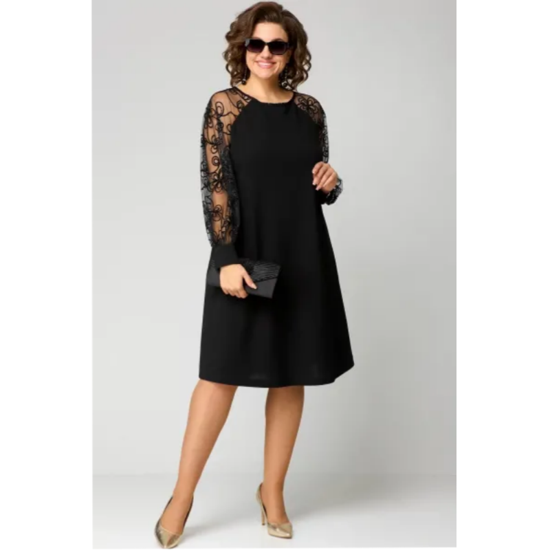 ⏳Spécial à durée limitée⏰Robe patchwork en dentelle à encolure ronde et manches longues