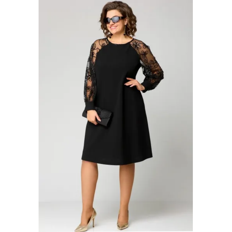 ⏳Spécial à durée limitée⏰Robe patchwork en dentelle à encolure ronde et manches longues