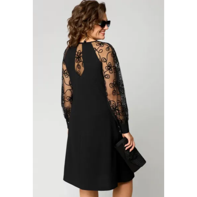 ⏳Spécial à durée limitée⏰Robe patchwork en dentelle à encolure ronde et manches longues