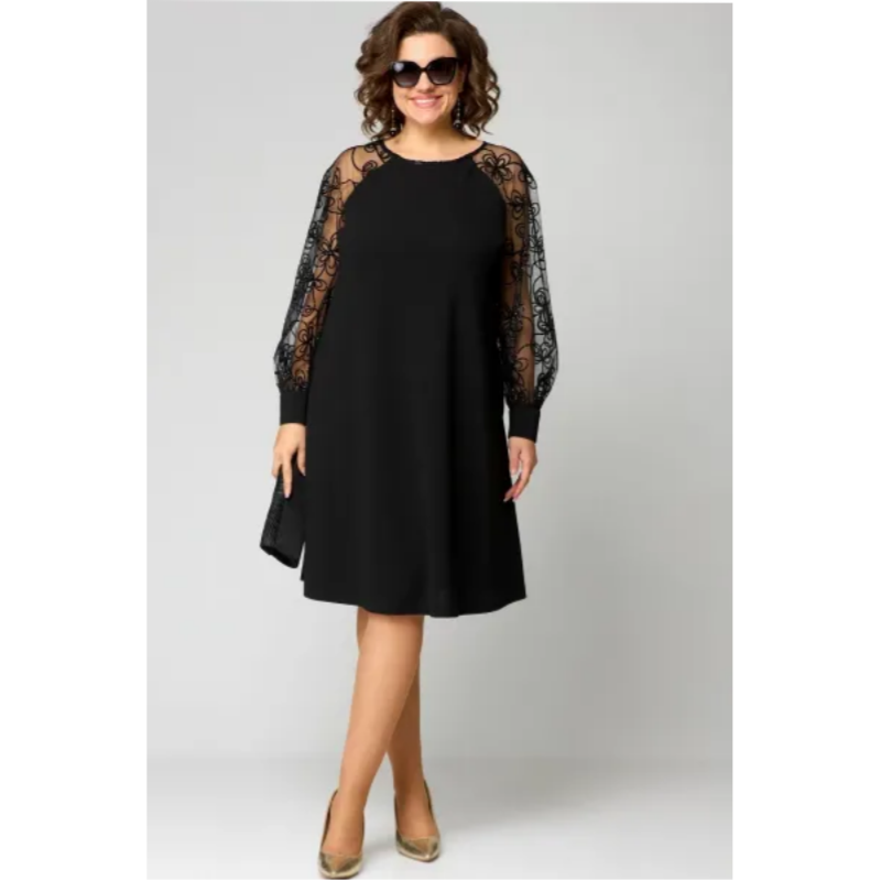 ⏳Spécial à durée limitée⏰Robe patchwork en dentelle à encolure ronde et manches longues