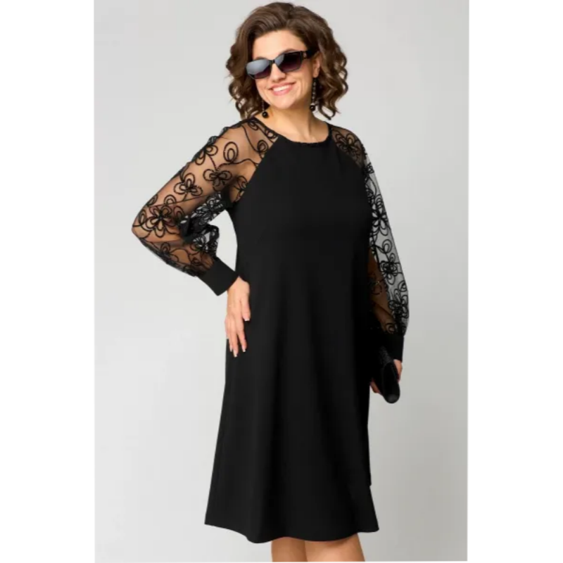 ⏳Spécial à durée limitée⏰Robe patchwork en dentelle à encolure ronde et manches longues