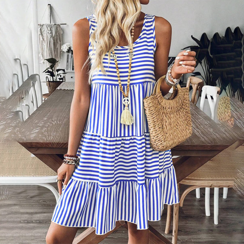 Women's Striped Print Vest Dress
