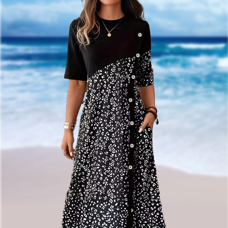 💃Élégance Vintage, Confort Moderne – Porter en Toute Liberté🌸Robe en coton imprimé vintage avec patchwork pour femmes