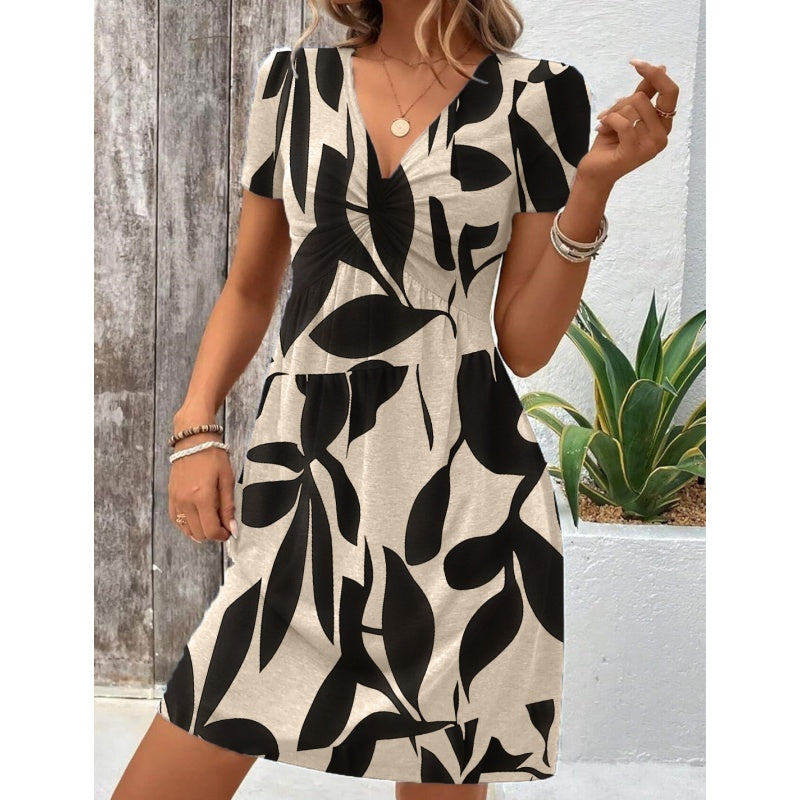 Élégance Sans Effort : Confort & Style en 1 Robe🔥Robe sans manches à col en V et à taille plissée pour femmes