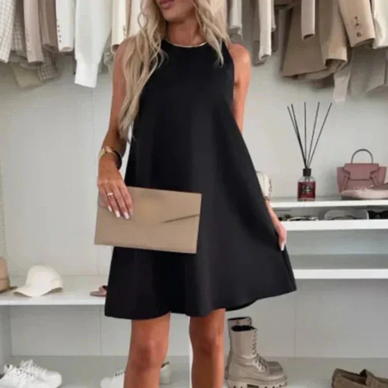 đĂlĂ©gance Sans Effort : Robe A-Ligne pour Tous les Momentsâ€ïžRobe dĂ©contractĂ©e sans manches en ligne A pour femmes