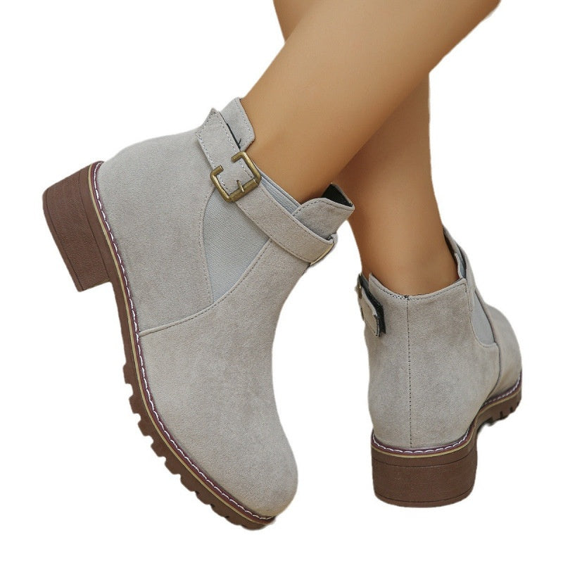 ⏳Spécial à durée limitée⏰Bottines élastiques solides à talons bas pour femmes👢