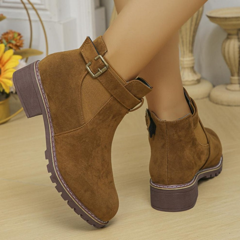 ⏳Spécial à durée limitée⏰Bottines élastiques solides à talons bas pour femmes👢