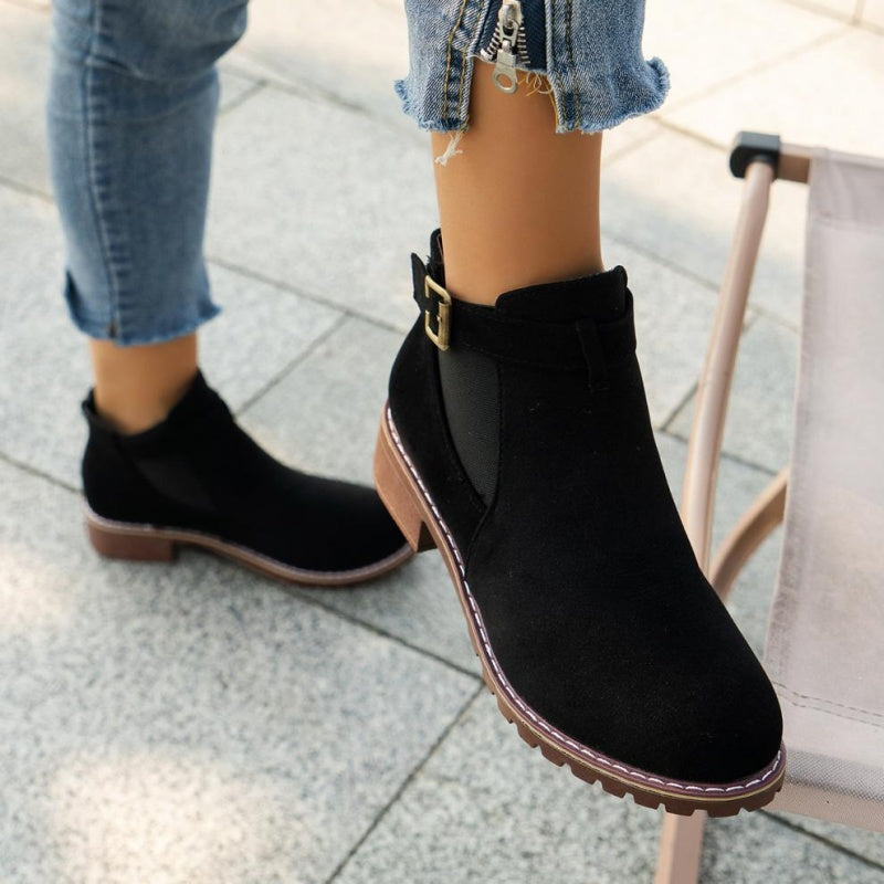 ⏳Spécial à durée limitée⏰Bottines élastiques solides à talons bas pour femmes👢