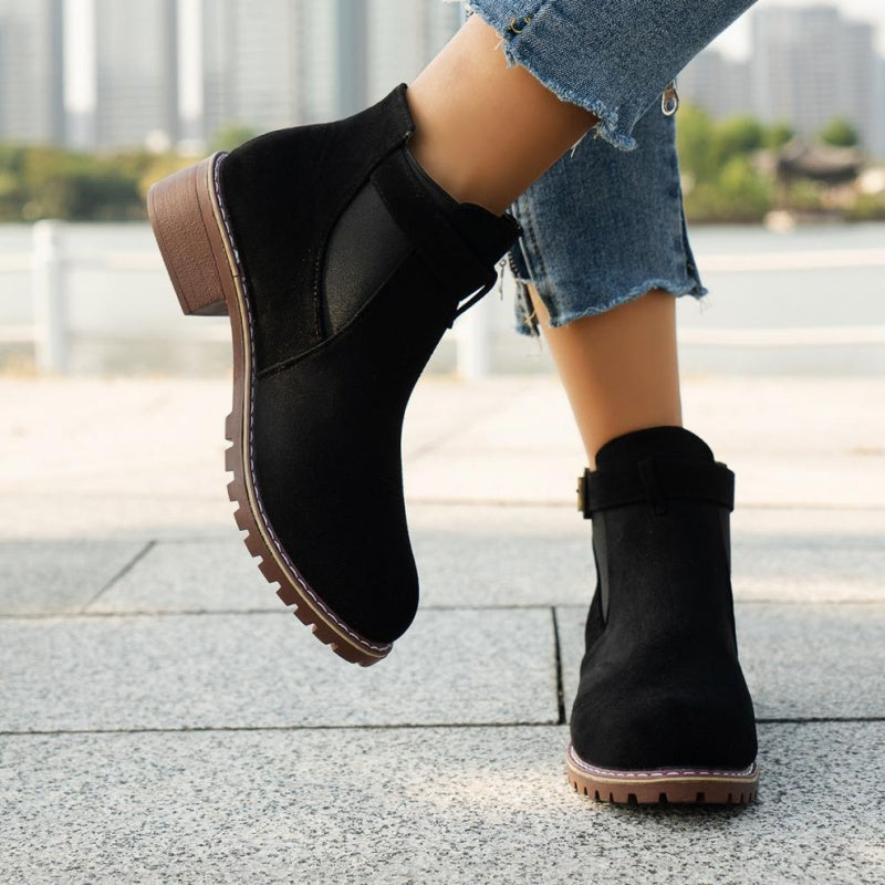 ⏳Spécial à durée limitée⏰Bottines élastiques solides à talons bas pour femmes👢
