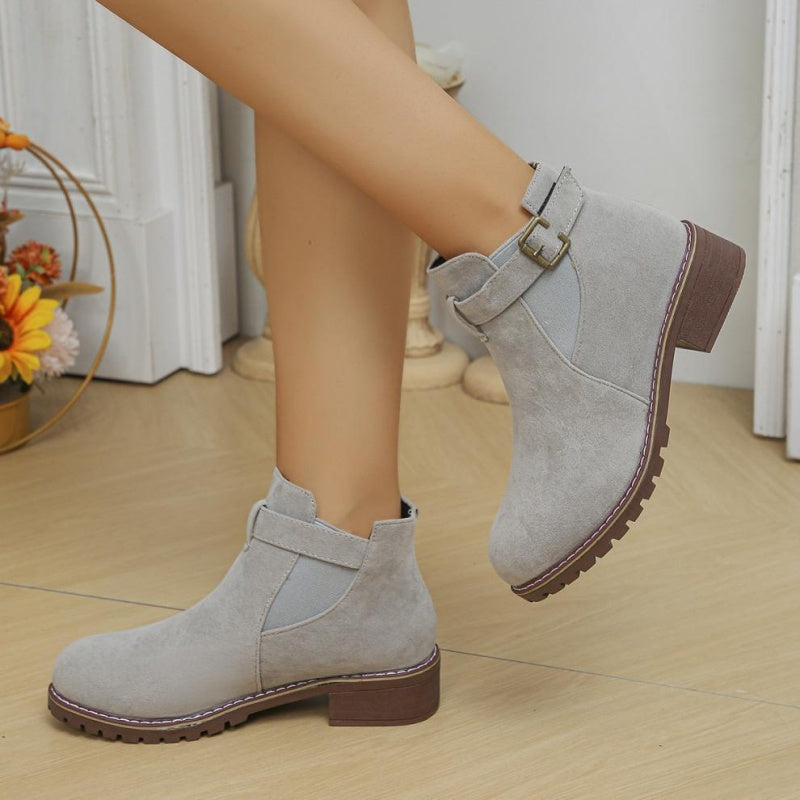 ⏳Spécial à durée limitée⏰Bottines élastiques solides à talons bas pour femmes👢