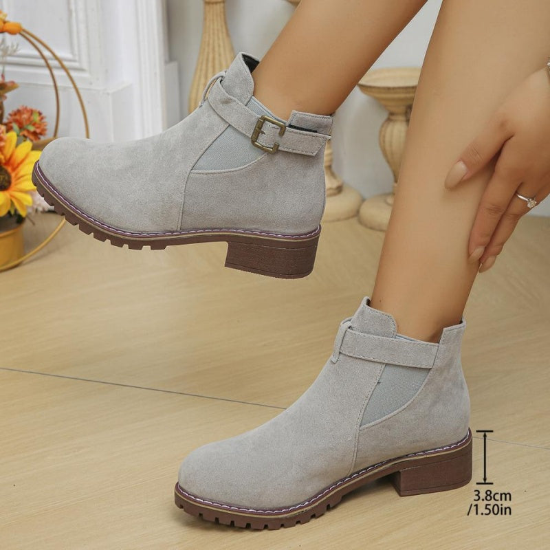 ⏳Spécial à durée limitée⏰Bottines élastiques solides à talons bas pour femmes👢