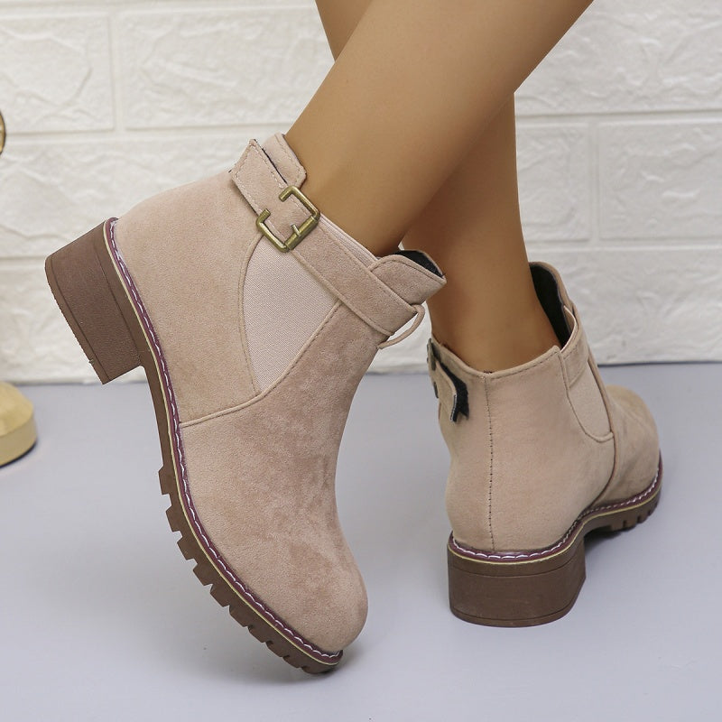 ⏳Spécial à durée limitée⏰Bottines élastiques solides à talons bas pour femmes👢