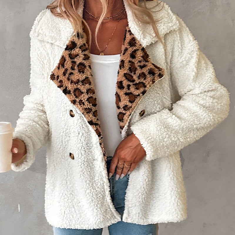 ⏳Spécial à durée limitée⏰Manteau doudou à bordure léopard🧥