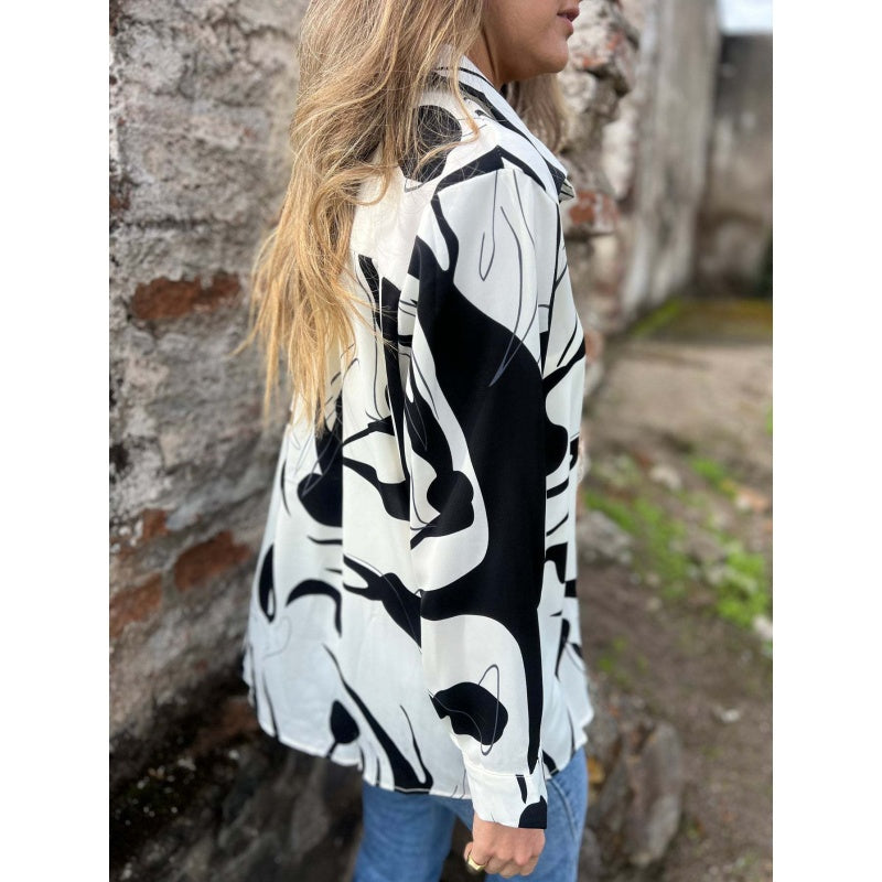 ⏳Spécial à durée limitée⏰Chemise femme ample à motif artistique👚