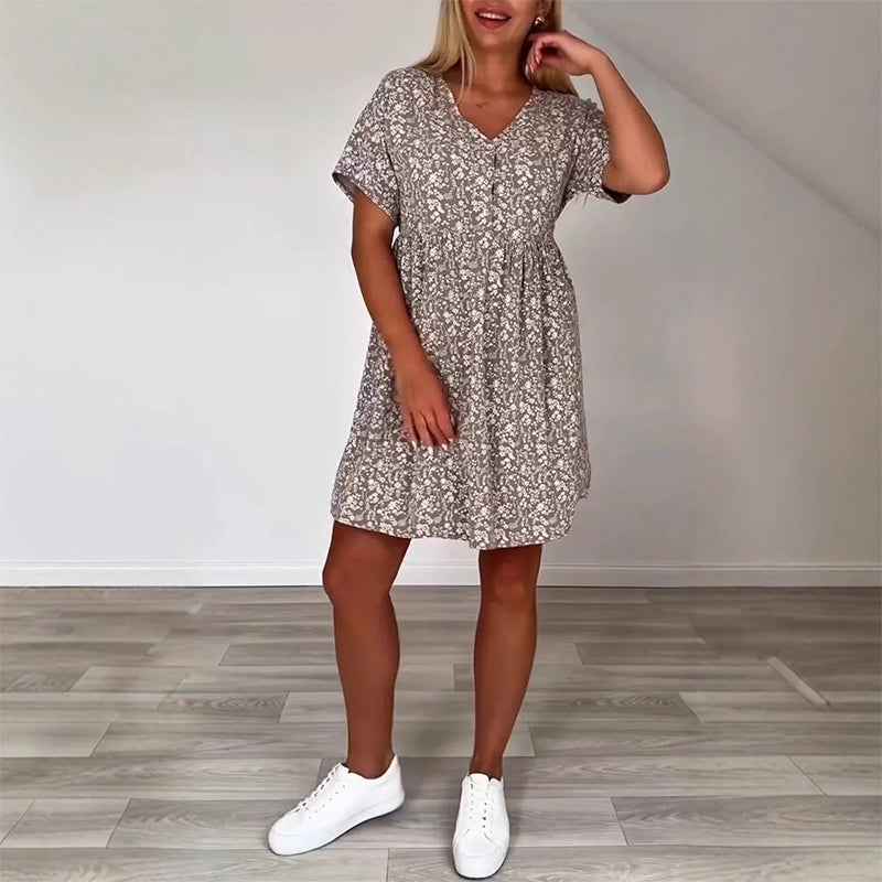 ⏳Spécial à durée limitée⏰Robe décontractée à col en V et manches courtes👗