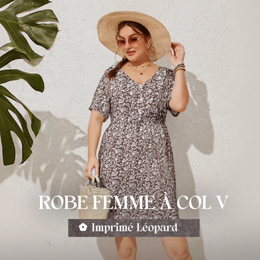 ⏳Spécial à durée limitée⏰Robe décontractée à col en V et manches courtes👗