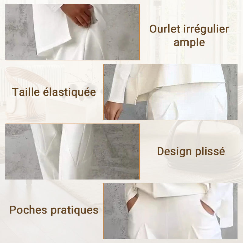 ⏳Spécial à durée limitée⏰Manches longues et pantalon à col rond (Ensemble 2 pièces)