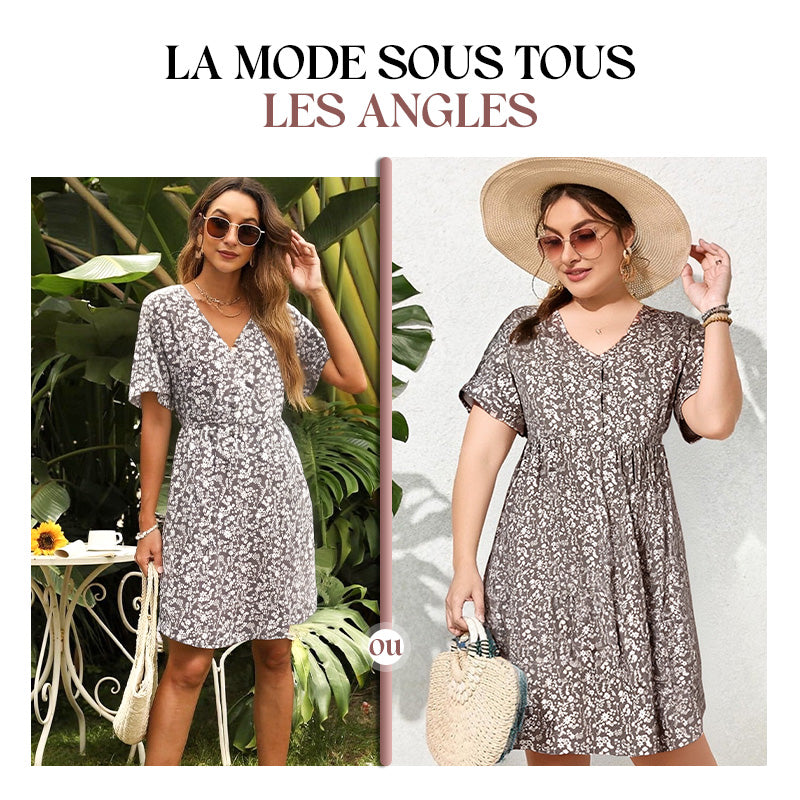 ⏳Spécial à durée limitée⏰Robe décontractée à col en V et manches courtes👗