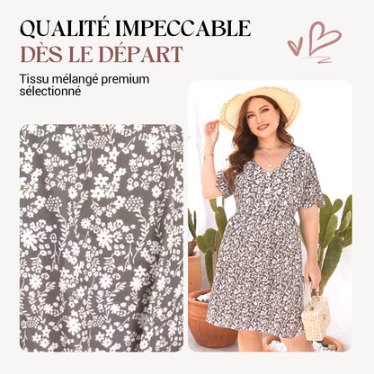 ⏳Spécial à durée limitée⏰Robe décontractée à col en V et manches courtes👗