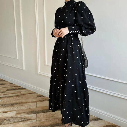 ⏳Spécial à durée limitée⏰Robe longue à taille nouée et col montant👗