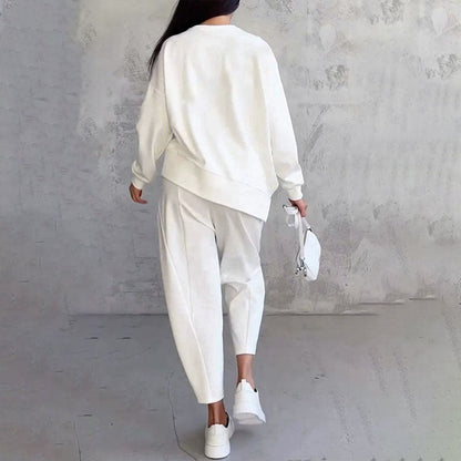 ⏳Spécial à durée limitée⏰Manches longues et pantalon à col rond (Ensemble 2 pièces)