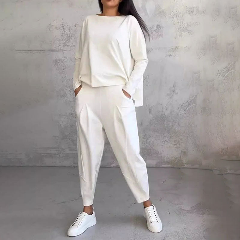 ⏳Spécial à durée limitée⏰Manches longues et pantalon à col rond (Ensemble 2 pièces)