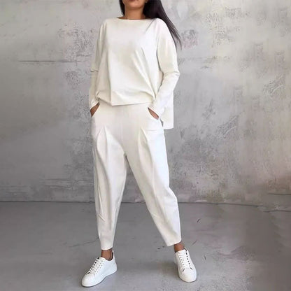 ⏳Spécial à durée limitée⏰Manches longues et pantalon à col rond (Ensemble 2 pièces)