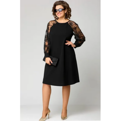 ⏳Spécial à durée limitée⏰Robe patchwork en dentelle à encolure ronde et manches longues