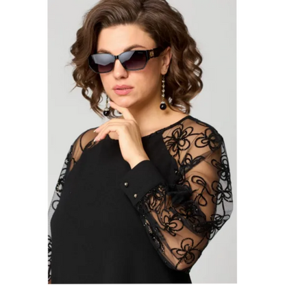 ⏳Spécial à durée limitée⏰Robe patchwork en dentelle à encolure ronde et manches longues