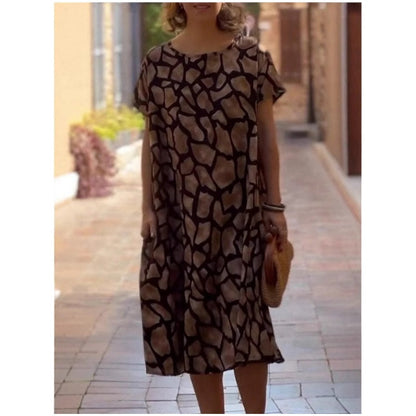 Élégance Fluide : Légèreté en Chaque Mouvement🌸👗 2025 Nouvelle robe imprimée à col rond