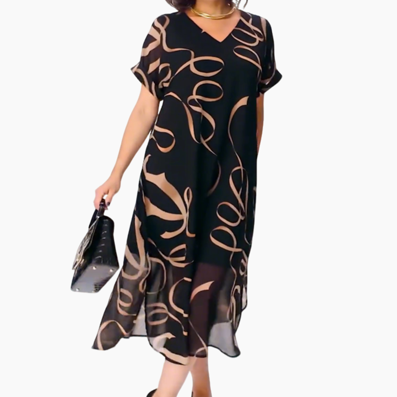 🎁2025 Meilleures ventes🌟Robe midi fluide avec décolleté en V(🔥50% de réduction)