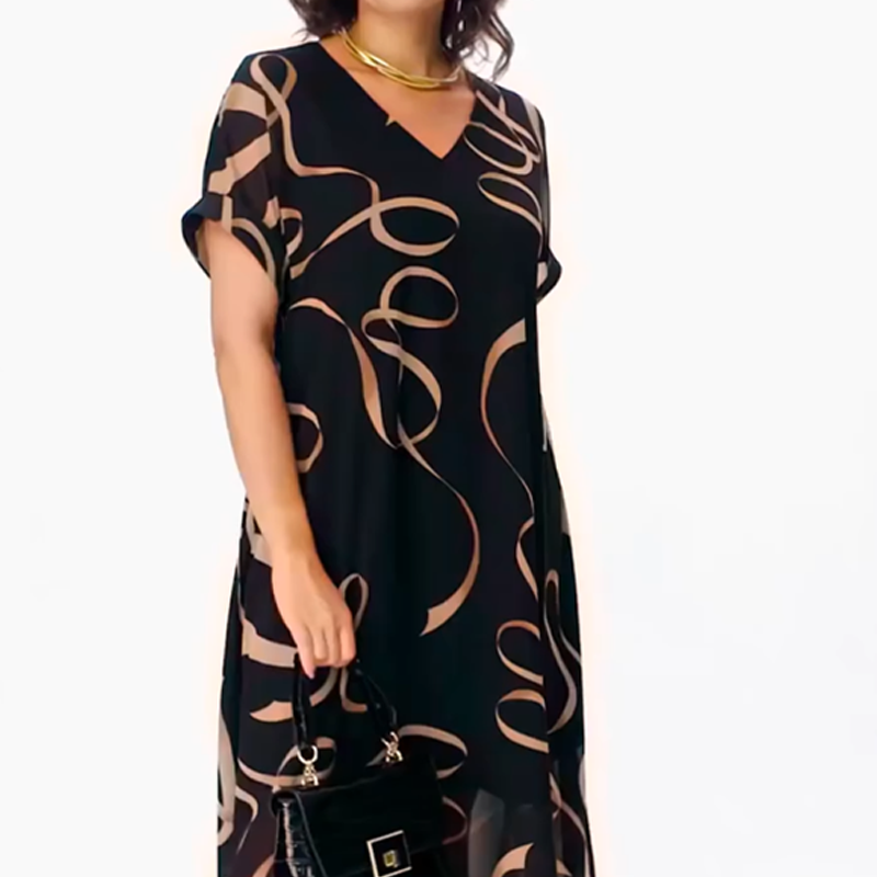 🎁2025 Meilleures ventes🌟Robe midi fluide avec décolleté en V(🔥50% de réduction)