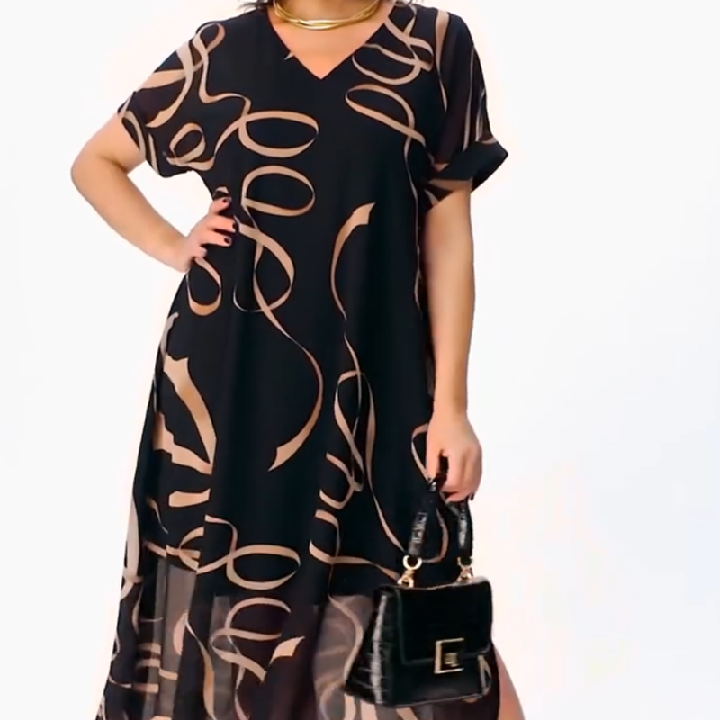 🎁2025 Meilleures ventes🌟Robe midi fluide avec décolleté en V(🔥50% de réduction)