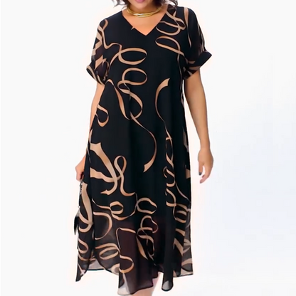 🎁2025 Meilleures ventes🌟Robe midi fluide avec décolleté en V(🔥50% de réduction)
