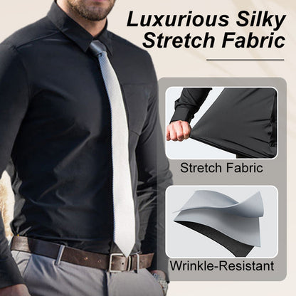 Chemise extensible soyeuse, infroissable et de couleur unie pour homme