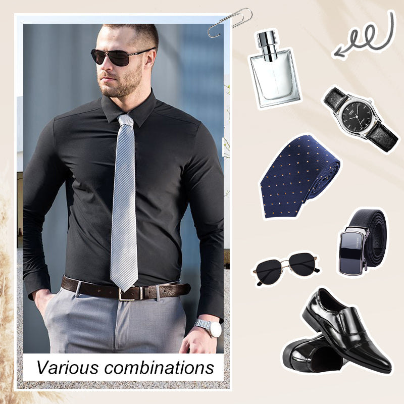 Chemise extensible soyeuse, infroissable et de couleur unie pour homme