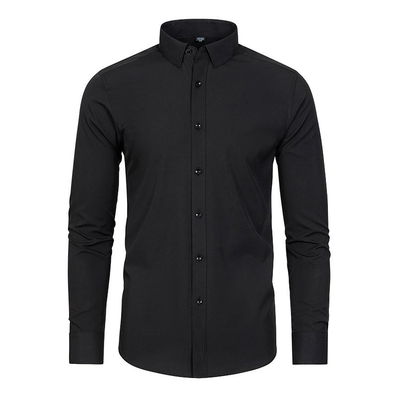Chemise extensible soyeuse, infroissable et de couleur unie pour homme