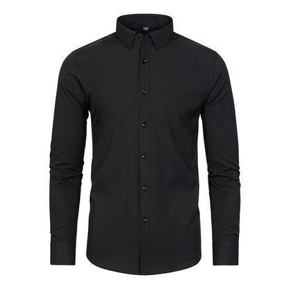 Chemise extensible soyeuse, infroissable et de couleur unie pour homme