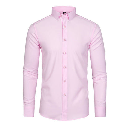 Chemise extensible soyeuse, infroissable et de couleur unie pour homme