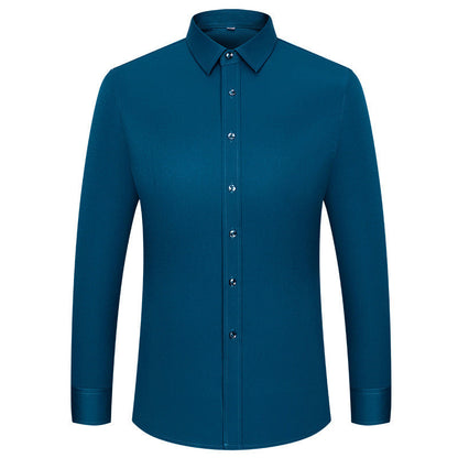 Chemise extensible soyeuse, infroissable et de couleur unie pour homme