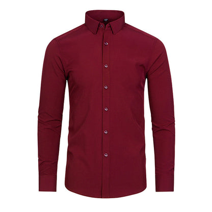 Chemise extensible soyeuse, infroissable et de couleur unie pour homme