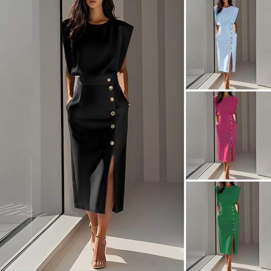 ⏳Spécial à durée limitée⏰Robe midi fendue élégante pour femme👚👗