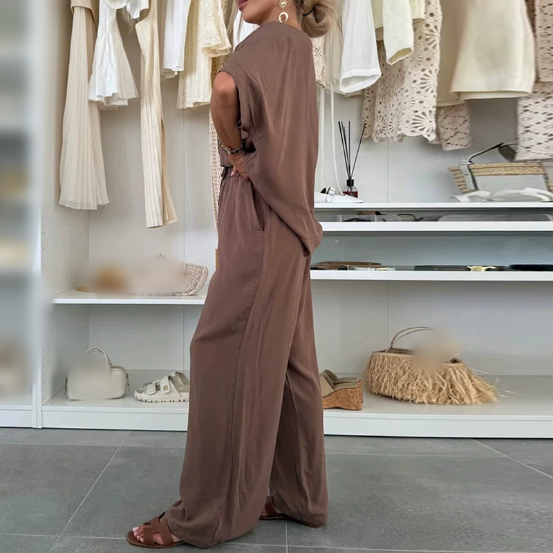 ⏳Spécial à durée limitée⏰Ensemble 2 pièces - Top à manches courtes et pantalon à cordon de serrage