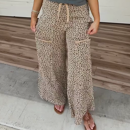 ⏳Spécial à durée limitée⏰Ensemble 2 pièces à manches courtes et pantalon imprimé léopard pour femmes